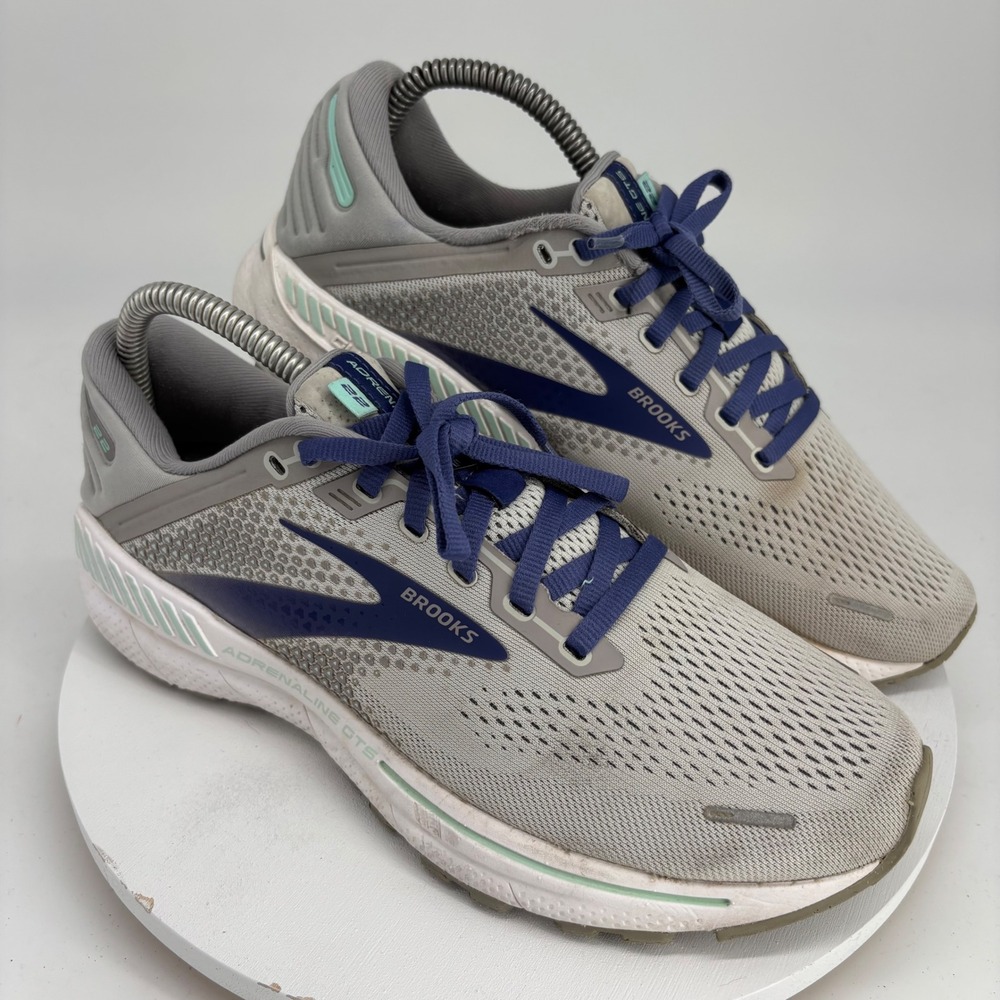 Brooks Adrenaline GTS 22 Womens 9.5 Grey Running Shoes 1203531B045 Athletic Gym